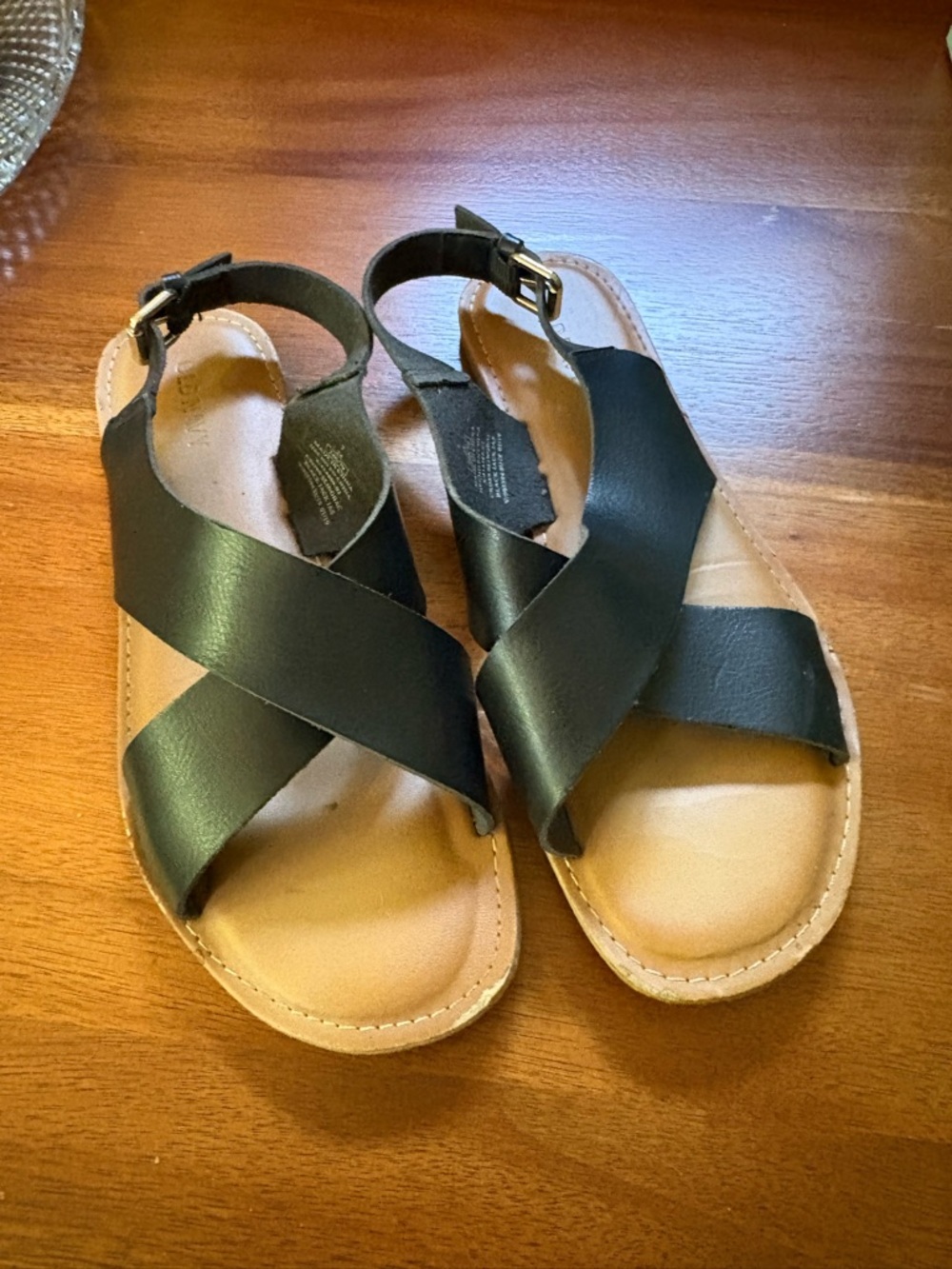 Old Navy Black Crisscross Leather-Look Slingback Sandals